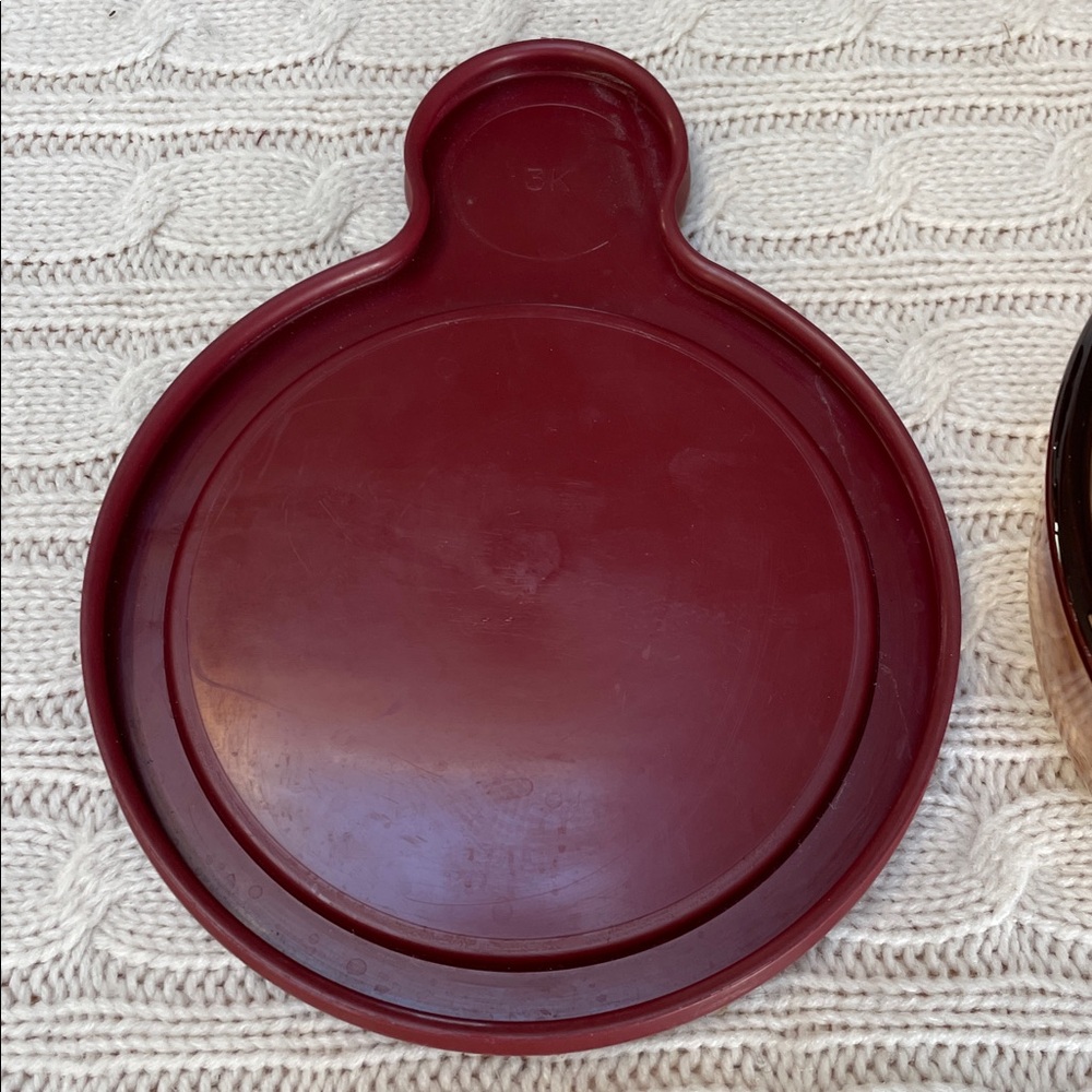 Vtg Corning Visions Heat ‘n’ Serve amber “grab it” bowl/dish/storage Maroon Lid - Picture 5 of 9